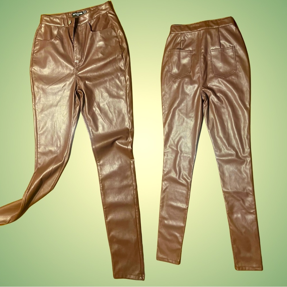 Pretty Little Liars dark Brown Leather fleece lined highwaisted skinny pants